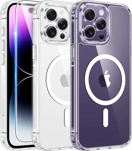 Miniatura 385 de FNTCASE Funda para iPhone 13 Pro-Max: Fundas magnéticas transparentes compatibles con Magsafe Slim anti amarillamiento protección contra caídas