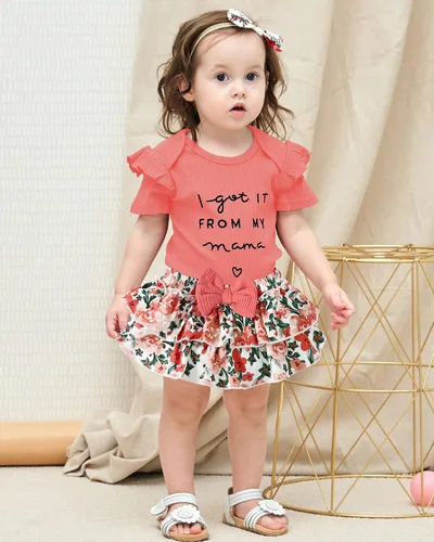 Miniatura 2 de Mioglrie Conjunto de ropa para bebé recién nacida, conjunto de pantalones cortos, conjunto floral de verano, ropa de bebé linda para niña