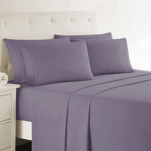 Miniatura 16 de Clara Clark - Juego de sábanas King con Flex Top, 6 piezas - Sábanas de lujo para cama King con cabeza dividida, juego de cama súper suave, King