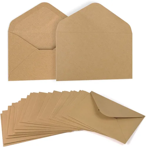 ValBox Sobres de papel kraft de 4.6 x 6.3 pulgadas, 100 sobres de invitación de contorno marrón de 120 GSM para baby shower, graduación, boda,