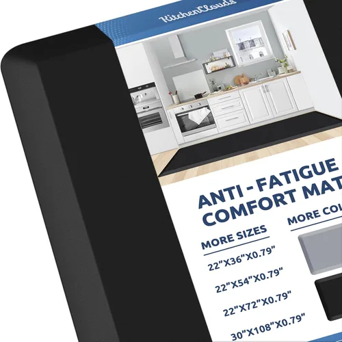 Miniatura 47 de KitchenClouds Alfombra de cocina acolchada anti fatiga, 17.3 x 60 pulgadas, impermeable, antideslizante, tapete de escritorio cómodo, para cocina