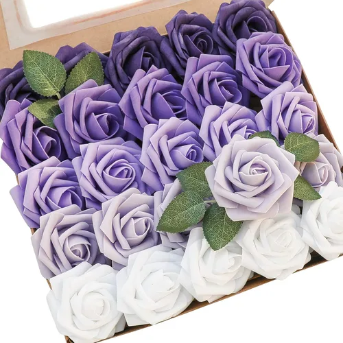 Miniatura 60 de Floroom Flores artificiales de espuma, aspecto real, con tallos, para manualidades, ramos de boda, centros de mesa, despedida de soltera, fiesta, 25