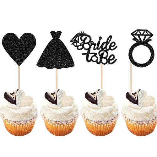 Miniatura 10 de 24 piezas de decoración para cupcakes con anillo de corazón, para despedida de soltera, bodas, compromisos, despedidas de soltera, suministros