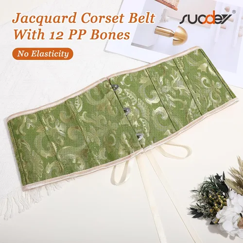 Miniatura 40 de SUOSDEY Cinturón de corsé de jacquard para mujer, corsé pirata steampunk renacentista con cordones y cordones