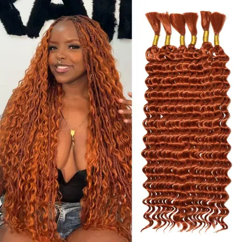 Miniatura 6 de Cabello bohemio para trenzar de 18 pulgadas, 2 paquetes de cabello ondulado profundo a granel para trenzas bohemias, sin trama, extensiones