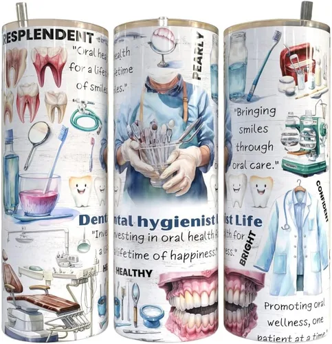 Dental Hygienist Tumbler Sublimation Wrap, Tooth Tumbler Transfer, Teeth, RDH, Toothbrush, Ready to Press - 20 oz Straight Tumbler Transfer