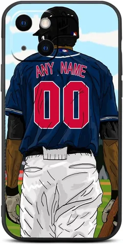 Miniatura 15 de Funda negra con nombre y número personalizable de camiseta de béisbol para iPhone 14 13 12 11 Xs Max XR 8 7 6 Plus 11 Pro mini, silicona