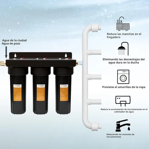 Miniatura 6 de Sistema de filtro de agua para caravanas, accesorios de latón sin fugas, tres filtros incluidos reducen los sedimentos, filtro de agua