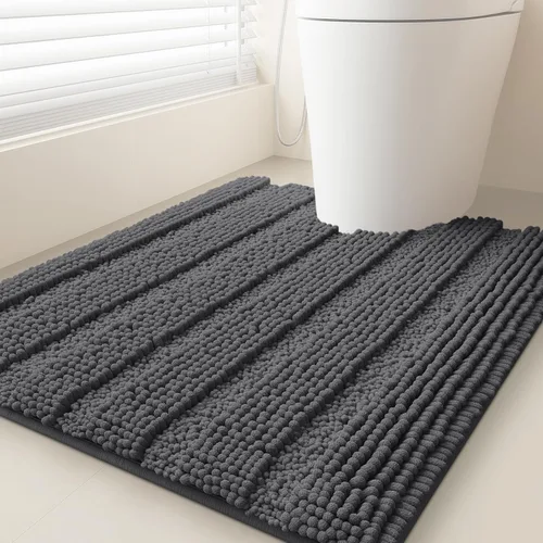 Miniatura 97 de ACCUMTEK - Juego de alfombras de baño a rayas beige de 3 piezas, ultrasuaves, antideslizantes de chenilla, alfombras de baño mullidas y absorbentes