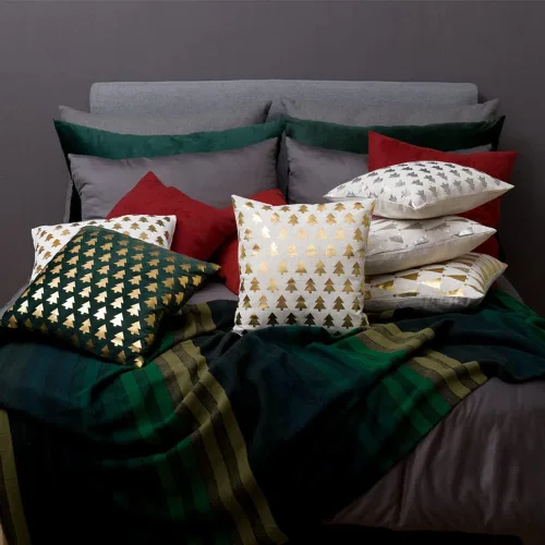 Miniatura 5 de JWH Fundas de almohada decorativas de árboles de Navidad, con estampado dorado, funda de almohada decorativa de estrellas, funda de almohada