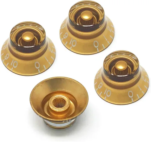 Miniatura 3 de Pomos de campana dorados compatibles con guitarra eléctrica Gibson Les Paul (juego de 4) se adapta a 24 macetas de eje dividido de Estados Unidos