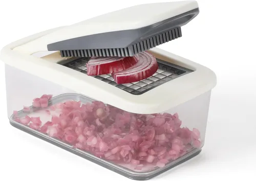 Miniatura 10 de Calphalon Aero Picadora de verduras, picadora de alimentos 5 en 1 con recipiente, cortador manual de verduras con cuchillas intercambiables de acero