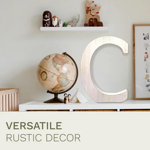 Miniatura 6 de BARNWOODUSA LLC Letras rústicas grandes del alfabeto, monograma de madera de pie para decoración de mantel y chimenea, bloques decorativos de letras