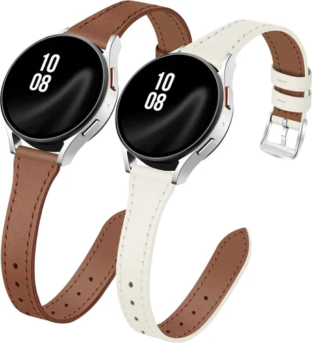 Miniatura 10 de JR.DM Paquete de 2 correas delgadas de cuero para mujer compatibles con Samsung Galaxy Watch 7/6/5/4/Active 2/4 Classic/6 Classic/5 Pro/FE 1.575 in