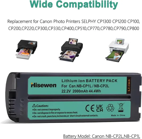 Miniatura 2 de Batería NB-CP2L NB-CP1L de 2000 mAh para impresoras fotográficas Canon SELPHY CP1300 CP1200 CP100, CP200, CP220, CP300, CP330, CP400, CP510, CP770