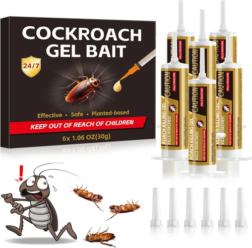 Cebo de Gel para Cucarachas - 6 Tubos x 30g, Repelente de Insectos Fácil de Usar para Uso en Interiores y Exteriores, Potente Trampa de Cebo