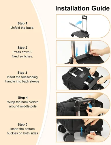 Miniatura 7 de Relavel Estuche de tren de maquillaje rodante, estuche de cosmetología sobre ruedas con 4 bolsas transparentes, bolsas profesionales para Negro