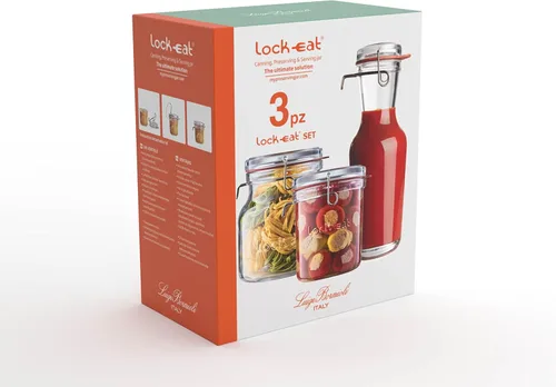 Miniatura 5 de Luigi Bormioli Lock-Eat Juego de 3 tarros (juego de 3): innovadora tapa de cristal, fácil de cerrar, fácil de abrir, apto para lavavajillas