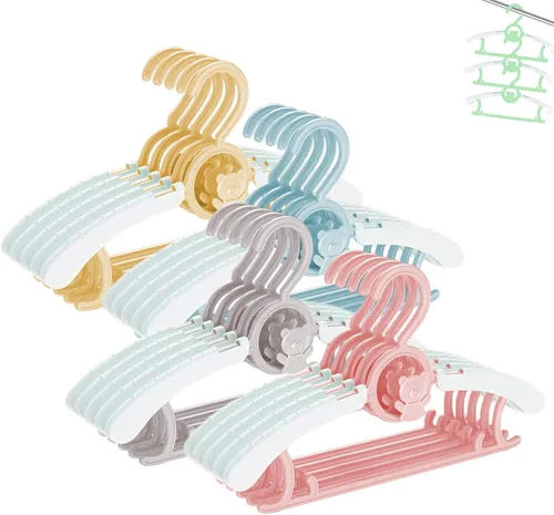 Miniatura 16 de Perchas HGYZE para bebé para armario, colgador antideslizante de 11"-14" ajustable para ropa de bebé para guardería, colgador de plástico para niños