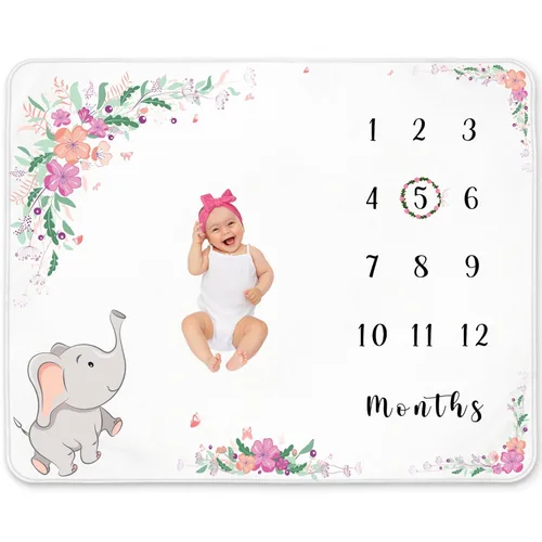 Miniatura 10 de Manta Milestone para bebé niño – Manta mensual de bebé, seguimiento del crecimiento para recién nacido, decoración de guardería de bosque, tema