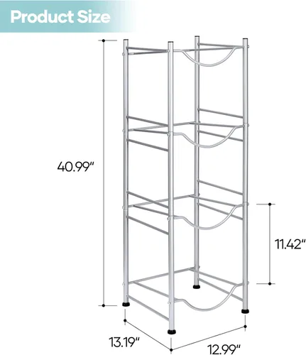 Miniatura 2 de SEHERTIWY Soporte para jarra de agua de 5 galones, 4 niveles resistente para botellas, estante de almacenamiento para el hogar, oficina, ahorra Plata