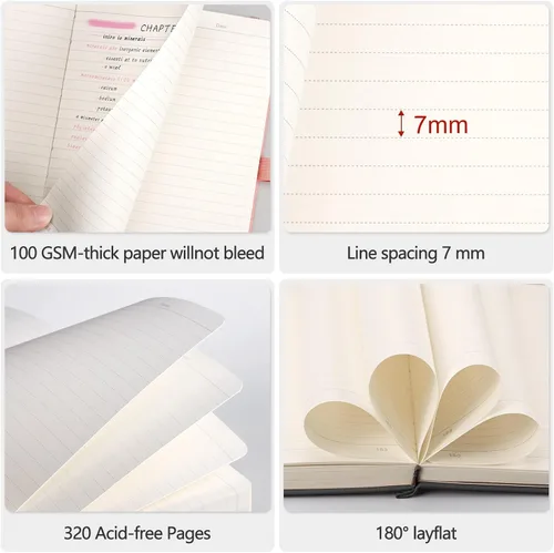 Miniatura 3 de AHGXG Cuaderno universitario rayado A4 - Cuaderno en blanco A4 extragrande con líneas - 320 páginas de diario grueso para escribir, papel grueso