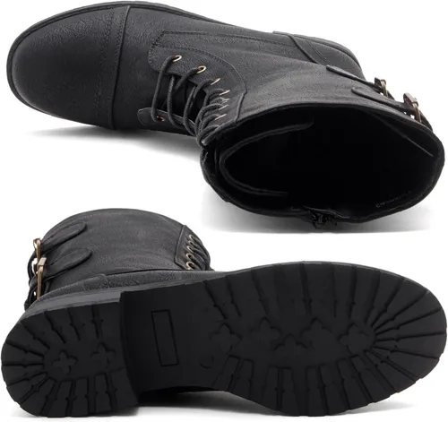 Miniatura 4 de Herstyle Florence2 Botas de combate militares con cordones a media pantorrilla para mujer