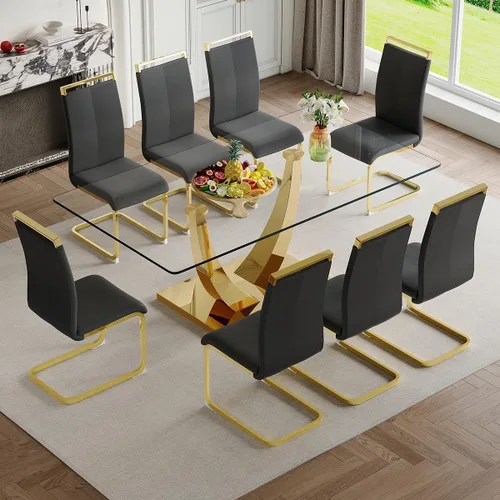 Miniatura 49 de Mesa de comedor moderna para mesa de comedor de mármol sintético de 4/6, 63 pulgadas, mesa de cocina rectangular, mesa de cocina y comedor de fácil