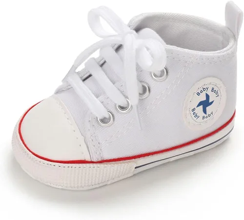 Miniatura 6 de Zapatos de lona para recién nacidos, para niños y niñas, suela suave, sin cordones, para primeros pasos, zapatos planos para cuna, de mezclilla