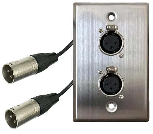 DIYTECH Placa de pared XLR premium, sin soldadura, placa de pared de audio, para instalación de audio profesional (hembra a macho de 2 puertos)
