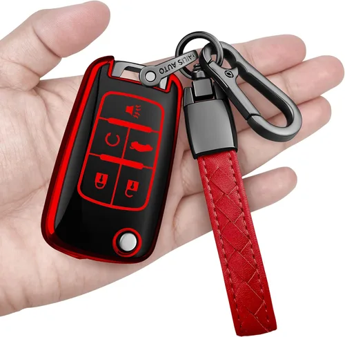 Miniatura 14 de Funda para llave de Chevrolet con llavero, carcasa protectora de TPU suave con protección completa compatible con Chevy Equinox Camaro Cruze Malibu
