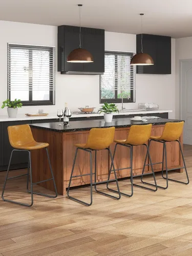 Miniatura 53 de Bar Stools Set of 2, 26 Inches Counter Height Bar Stools with Back, Modern Faux Leather Barstools with Metal Legs and Footrest, Bar Chairs for