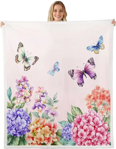 Miniatura 15 de Erosebridal Manta de Tiro de Caballo Blanco Manta de Vellón de Flor de Cerezo Rosa y Mariposa, Mantas y Tiros de Animales de Granja Caballo 40"X50