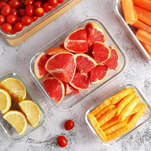 Miniatura 6 de HOMBERKING - Juego de 10 recipientes de vidrio borosilicato para preparación de comidas con tapas de cierre, juego de recipientes de vidrio