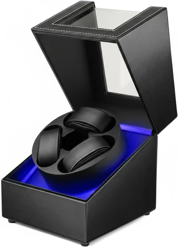 Miniatura 10 de Bobinador de relojes Anyasun para relojes automáticos, caja de bobinador de 3 relojes con pantalla LED, motor japonés ultra silencioso, 4 modos