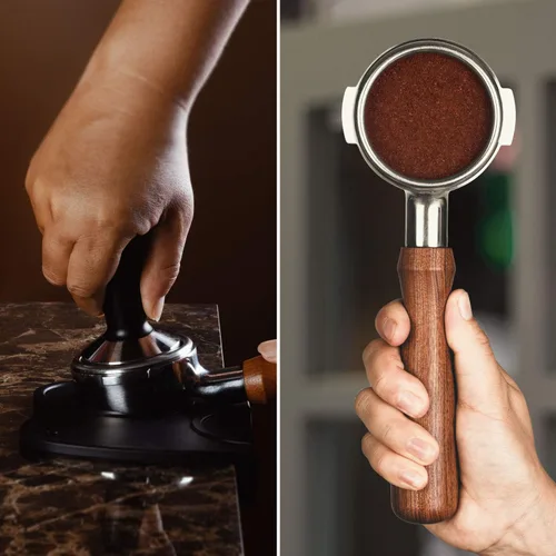 Miniatura 4 de SANTOW Manipulador de café expreso de 2.008 in, manipulador de café barista con base plana de acero inoxidable - Manipulación profesional de mano