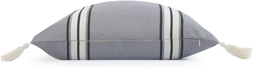 Miniatura 6 de Hofdeco Funda de almohada decorativa neutra solamente, para sofá, sofá o cama, borla a rayas gris oscuro, 20 x 20 pulgadas