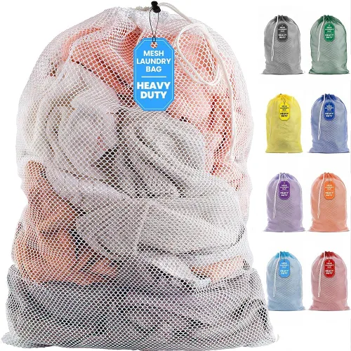 Miniatura 9 de Bolsa de lavandería de malla XL de Handy Laundry - Duradera, lavable a máquina con cierre de cordón seguro - Perfecta para dormitorios Negro