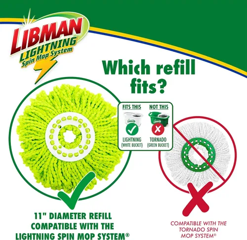 Miniatura 9 de Libman Lightning Spin Mop System Plus 1 cabezal de repuesto Trapeador y balde con juego de escurridor Trapeador de piso Trapeador giratorio