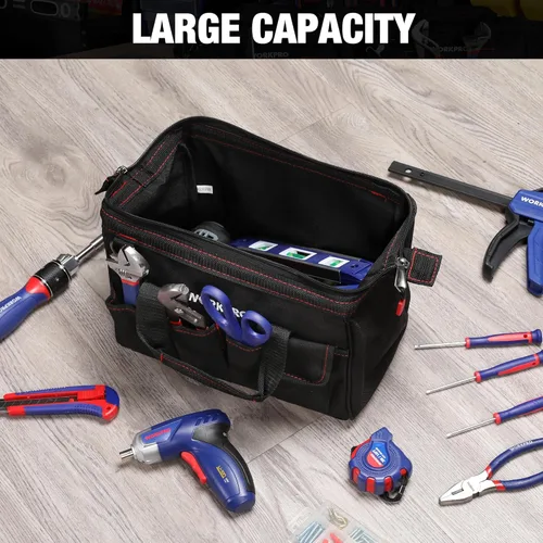Miniatura 5 de Workpro W081020A - Bolsa para herramientas de almacenamiento con boca ancha (12 pulgadas)