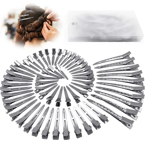 Miniatura 9 de HiJeaton 24 piezas de pinzas de metal con pico de pato para mujeres, para peinar y dividir el cabello, horquillas plateadas para cabello largo