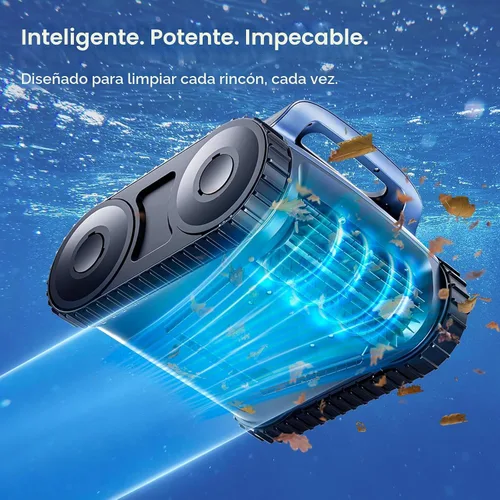 Miniatura 5 de Aspiradora robótica inalámbrica para piscina, limpiador de piscina con unidad de oruga y navegación por sonar, motor sin escobillas de 180 W