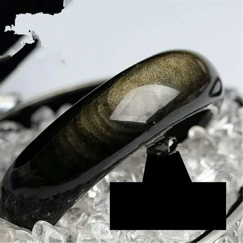 Miniatura 4 de Brazalete de piedra de cristal de obsidiana de oro natural AAAA diámetro interior 2.441in
