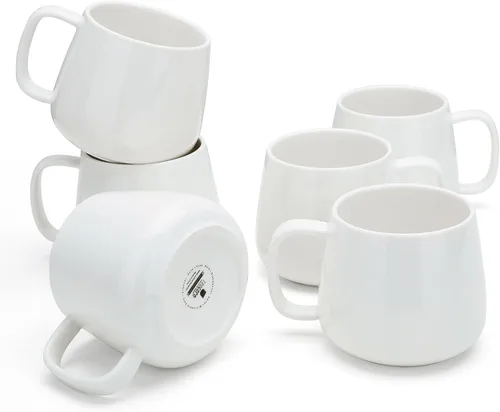 Miniatura 12 de Teocera Juego de 4 tazas de café de cerámica de 12 oz con asas grandes para bebidas calientes o frías como café con leche, cacao, té o jugo - Beige