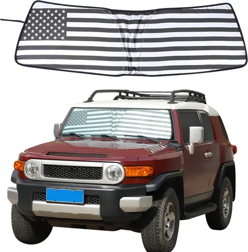 Miniatura 9 de Aunginsy Parasol para parabrisas delantero compatible con Toyota FJ Cruiser 2007-2021, parasol plegable reflectante para rayos UV y protección solar