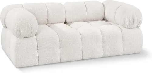 Meridian Furniture 611Cream-S68A Colección Ames Moderno | Sofá modular contemporáneo con tela de boucle color crema, modular para crear