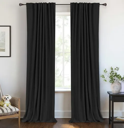 Miniatura 13 de 100% Blackout Shield - 2 cortinas opacas de lino, con presillas traseras/bolsillo para cortinero y aislamiento térmico, para el hogar, 50 pulgadas