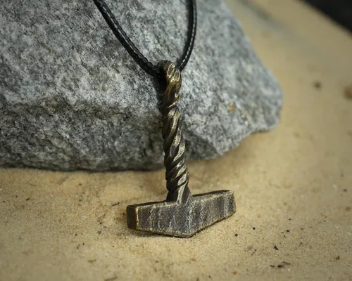 Miniatura 112 de Viking Thors Hammer Necklace Pendant - Vegvisir Aegishjalmur Helm of Awe Raven Huginn Muninn Pendant Necklace Amulet Talisman - Thor Necklace