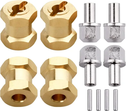 Miniatura 8 de Buje hexagonal RC de 0.472 in, ruedas de latón, concentradores hexagonales, adaptador de unidad hexagonal, espaciadores para 1/10 RC Crawler Axial