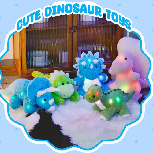 Miniatura 6 de Glow Guards Peluche de dinosaurio Triceratops de 12 pulgadas, juguete de peluche de dinosaurio suave con luces nocturnas mágicas y canción de cuna